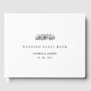 Elegante Minimal White Black Script muslimische Ho Gästebuch