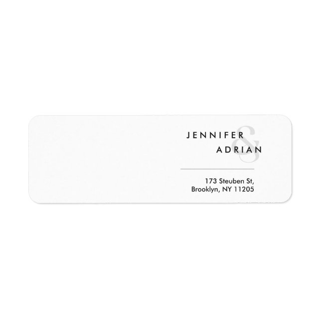 Elegante Minimal White Modern Wedding Return Addre (Vorne)
