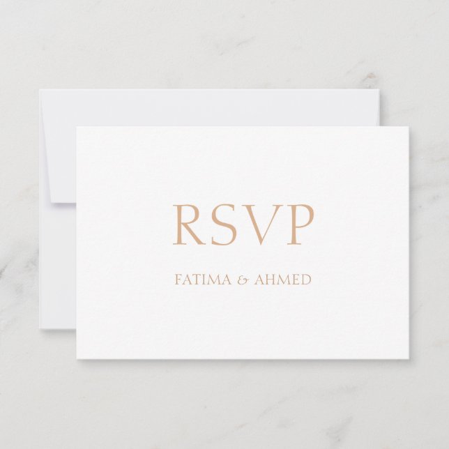 Elegante Minimal White Muslim Wedding RSVP Card Karte (Vorderseite)