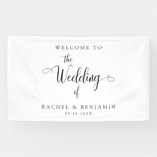 Elegante Minimal Willkommen Hochzeit Fancy Schrift Banner
