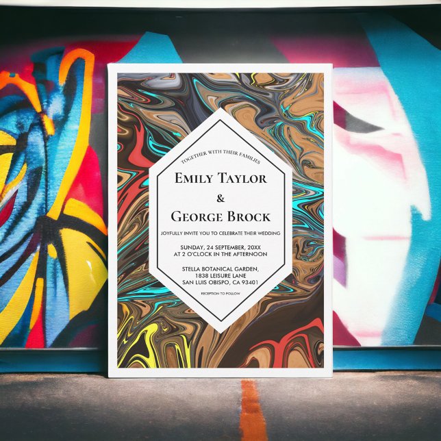 Elegante minimale Abstrakte Hochzeiten Einladung (Von Creator hochgeladen)