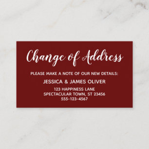 Elegante, minimale Adressenänderung Burgundy Card Begleitkarte