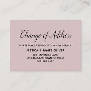 Elegante, minimale Änderung der Address Dusty Rose Begleitkarte