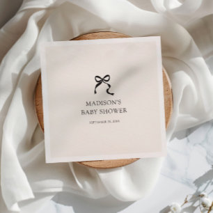Elegante minimale Baby Shower mit Schleife Serviette