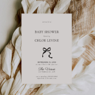 Elegante minimale Babyparty mit Schleife Einladung