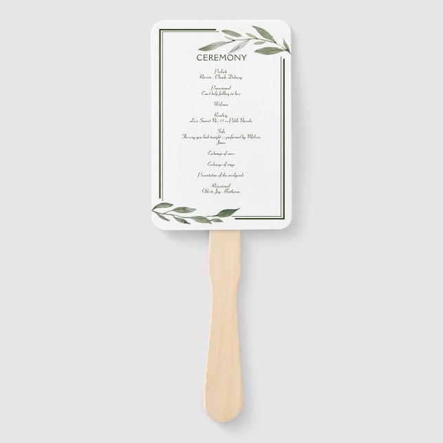 Elegante minimale Blätter Frame Green Olive Hunter Fächer (Vorderseite)
