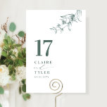 Elegante, minimale botanische Hochzeit Tischnummer<br><div class="desc">Führe deine Gäste mit dieser eleganten Hochzeitskarte zu ihrem Tisch. Mit dieser Tischnummer. Stilvolles und einfaches Design mit Namen auf der Seite und dem "und" in moderner handgeschriebener Kalligrafie. Feine, handgezeichnet, botanisch-grüne Ecke Detail. Bitte geben Sie für jede Tischnummer eine individuelle Bestellung auf (d.h. für eine Veranstaltung mit drei Tischen...</div>