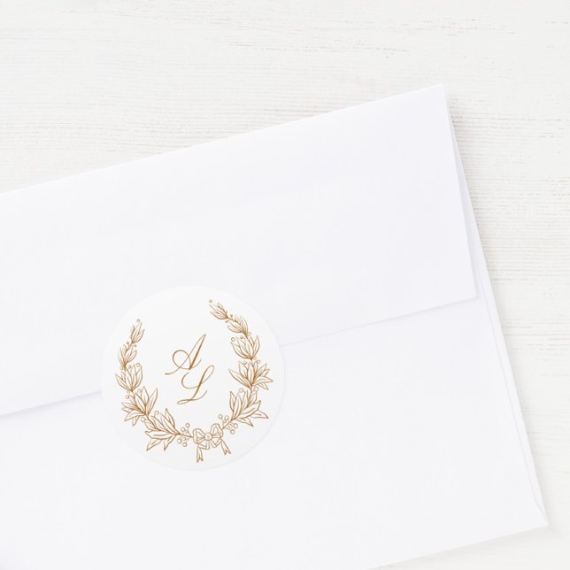 Elegante Minimale Botanische Krustenhochzeit Runder Aufkleber (Von Creator hochgeladen)