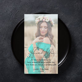 Elegante minimale Dankbarkeit Baby Dusche Foto Chi Mitteilungskarte