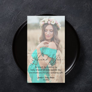 Elegante minimale Dankbarkeit Baby Dusche Foto Chi Mitteilungskarte