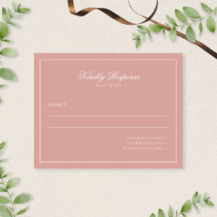 Elegante Minimale Dusty Rose-Rand-Script-Hochzeit RSVP Karte