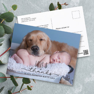 Elegante minimale Geburtsanzeige für neugeborenes  Postkarte