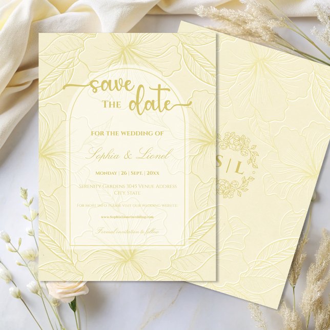 Elegante minimale Goldene Kontur Save The Date (Von Creator hochgeladen)
