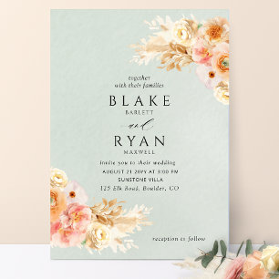 Elegante, minimale Größe, Pfirsich, Blütencreme Einladung