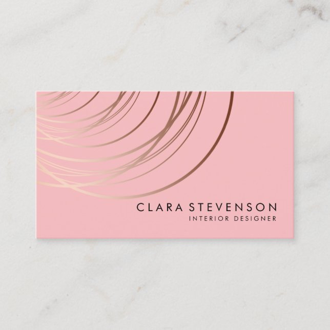 Elegante minimale Imitate Rose Gold geometrisch ro Visitenkarte (Vorderseite)