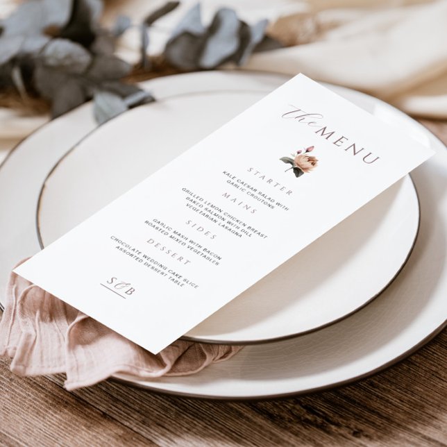 Elegante minimale Rose Menükarte (Von Creator hochgeladen)