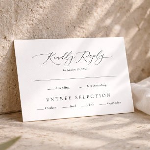 Elegante minimale RSVP-Karte mit Essensauswahl Begleitkarte