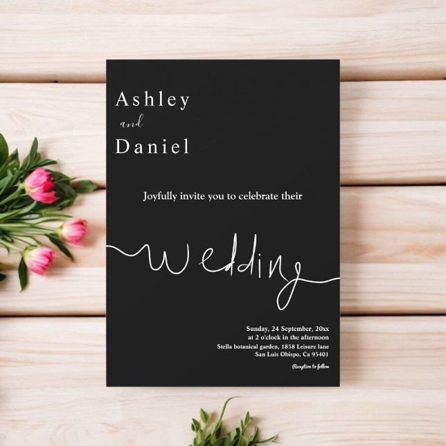 Elegante minimale Schwarz-Weiß-Delikatessen Einladung (Von Creator hochgeladen)