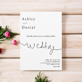 Elegante minimale Schwarz-Weiß-Hochzeit Einladung