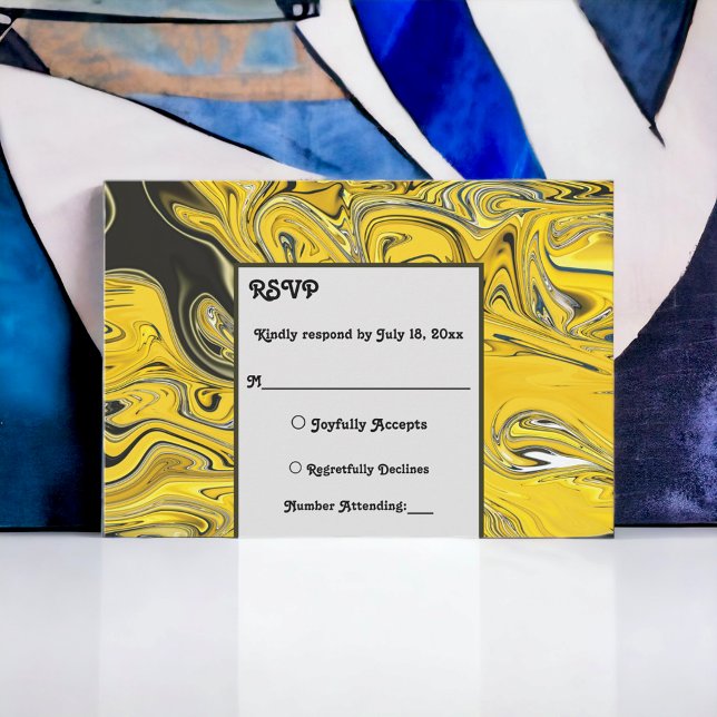 Elegante Minimale Schwarze Pastel Abstrakte Hochze RSVP Karte (Von Creator hochgeladen)