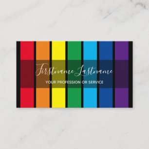 Elegante minimale schwarze Regenbogenfarben Streif Visitenkarte