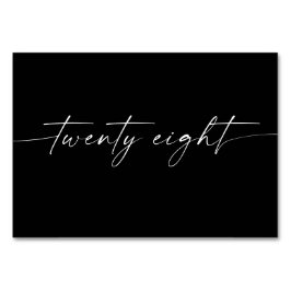 Elegante minimale Skriptkarten Nummer 28 Tischnummer