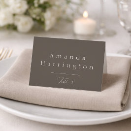 Elegante, minimale taupe Hochzeitsplatzkarte Tischnummer