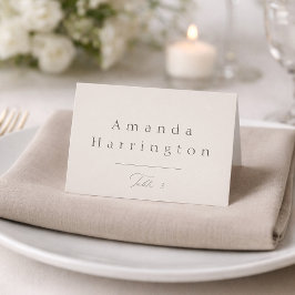 Elegante, minimale taupe Hochzeitsplatzkarte Tischnummer