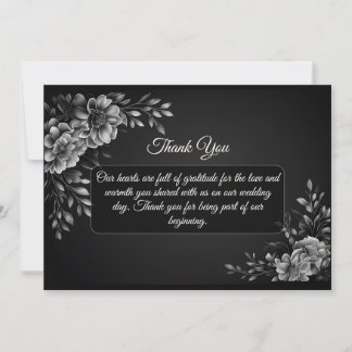 Elegante Minimale Typografie Schwarz Weiß Monochro Dankeskarte