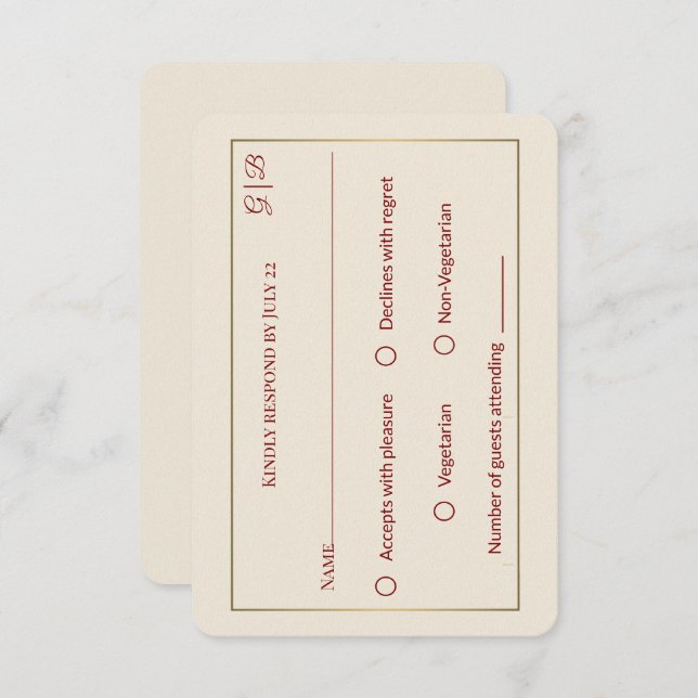 Elegante Minimale UAWG Wedding Card RSVP Karte (Vorne/Hinten)