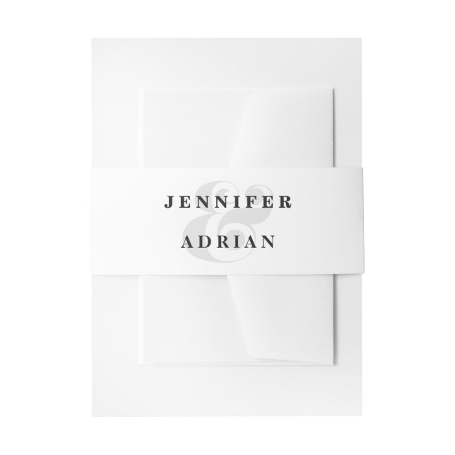 Elegante minimale White Modern Wedding Einladung s Einladungsbanderole (Vorderseite Beispiel)