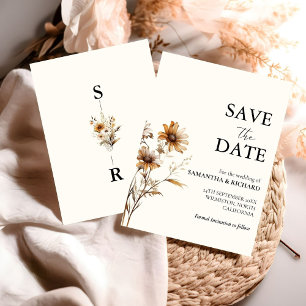 Elegante minimale Wildblume Hochzeit speichern das Einladung