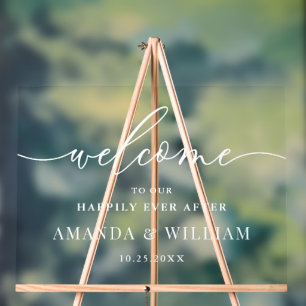 Elegante Minimalist WELCOME Hochzeit Acrylschild