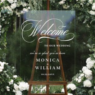 Elegante Minimalist WELCOME Hochzeit Acrylschild