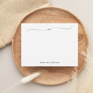 Elegante Minimalistisch Black Monogram Calligraphi Mitteilungskarte