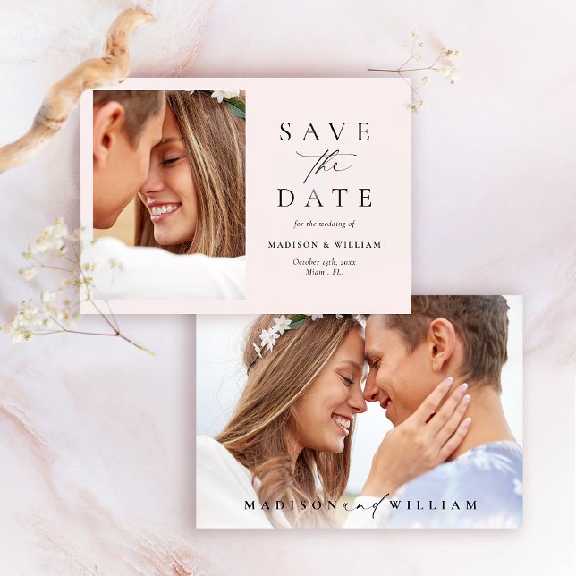 Elegante Minimalistisch Blush Foto Save the Date K (Von Creator hochgeladen)