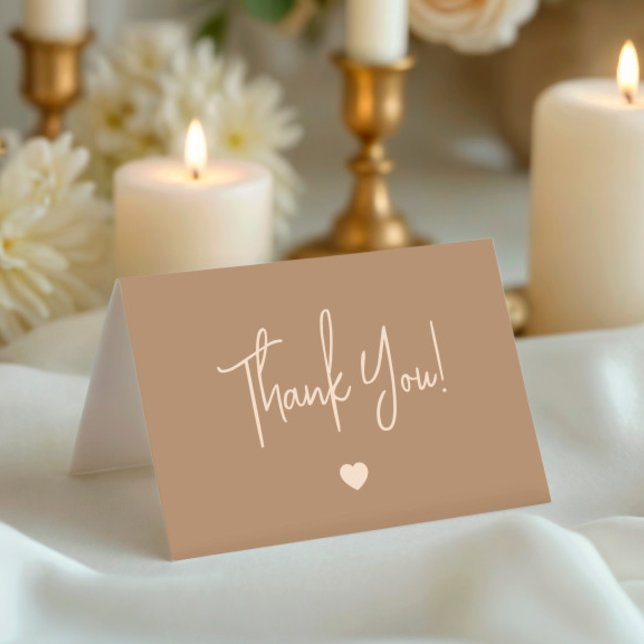 Elegante Minimalistisch-braune Geschlechtsoffenbar Dankeskarte (Von Creator hochgeladen)