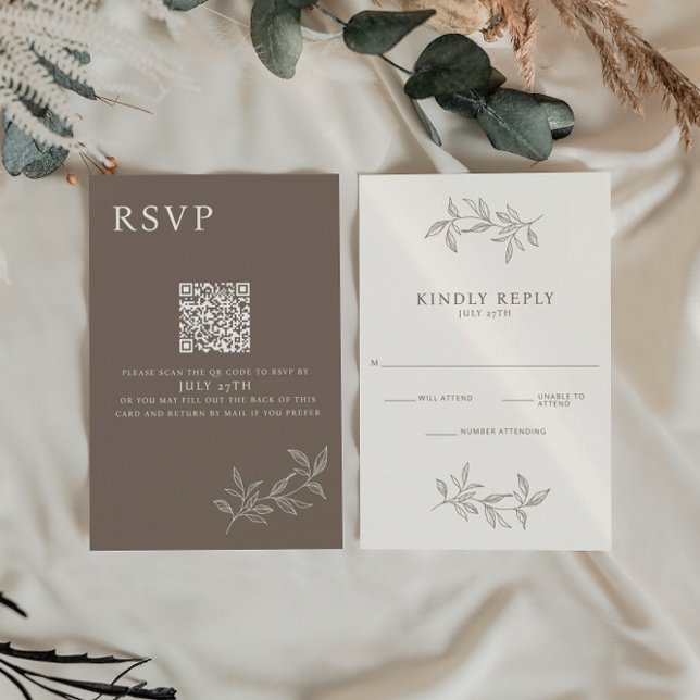 Elegante Minimalistisch Brown & Ivory Wedding RSVP (Von Creator hochgeladen)