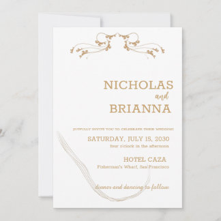 Elegante Minimalistisch Brown Wedding Einladung