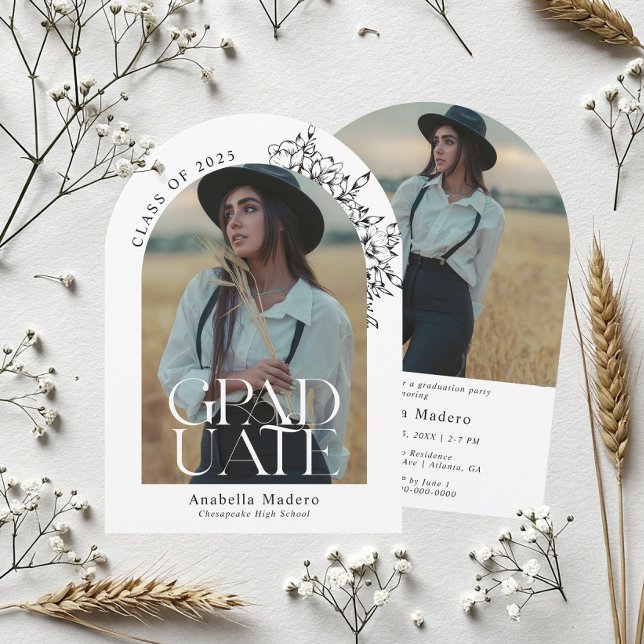 Elegante Minimalistisch Graduation Party Einladung (Von Creator hochgeladen)