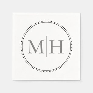 Elegante Minimalistisch-Gray-Monogramm-Hochzeit Serviette