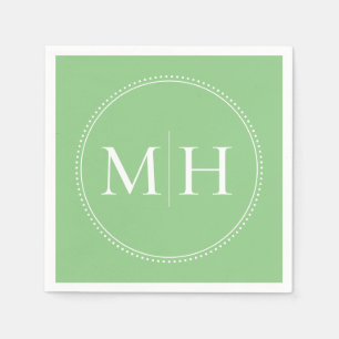 Elegante Minimalistisch-grüne Monogramm-Hochzeit Serviette