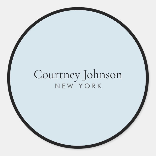 Elegante Minimalistisch Luxus Boutique Schwarz/Bla Runder Aufkleber (Vorderseite)