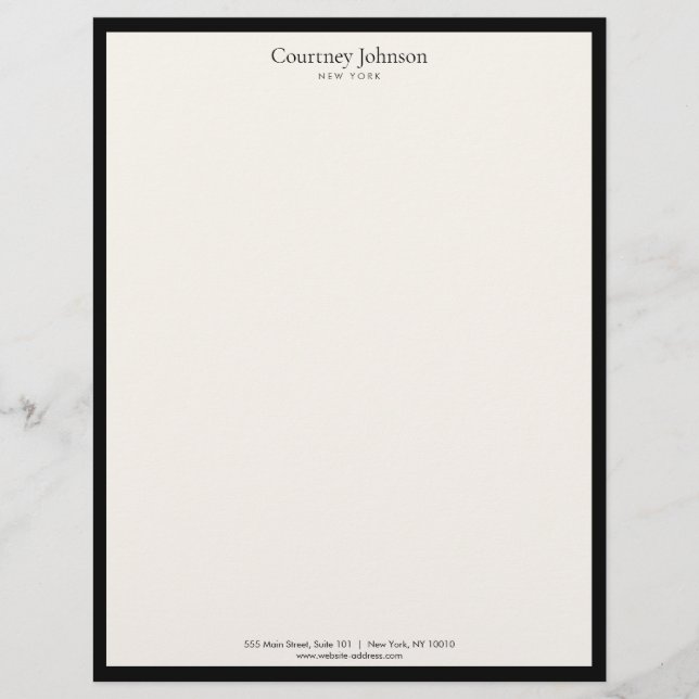 Elegante Minimalistisch Luxus Boutique Schwarz/Elf Briefbogen (Vorderseite)