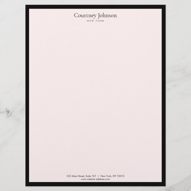 Elegante Minimalistisch Luxus Boutique Schwarz/Ros Briefbogen (Vorderseite)