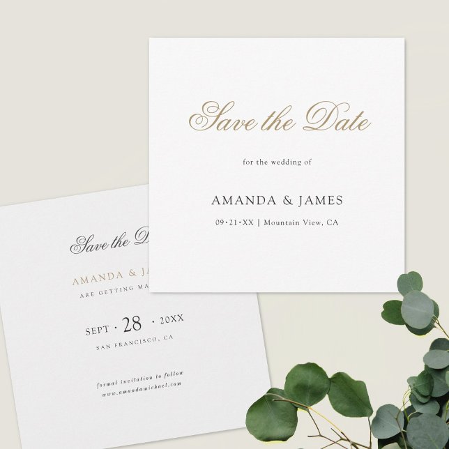 Elegante Minimalistisch-moderne Gold-Custom Save The Date (Von Creator hochgeladen)