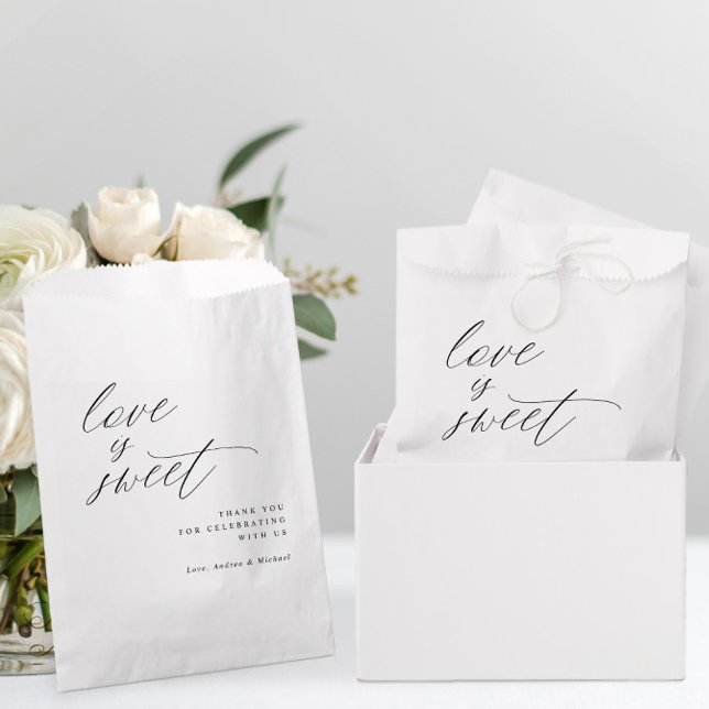 Elegante Minimalistisch Moderne romantische Hochze Geschenktütchen (Love is Sweet Wedding Favor Bags - Modern Romantic Wedding Decor)