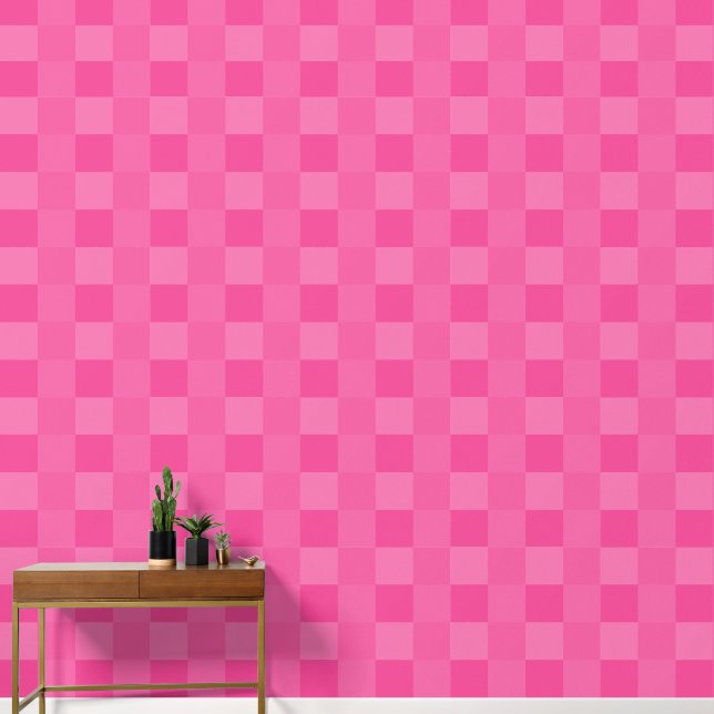 Elegante Minimalistisch rosa karierte Quadrate Tapete (Korridor)