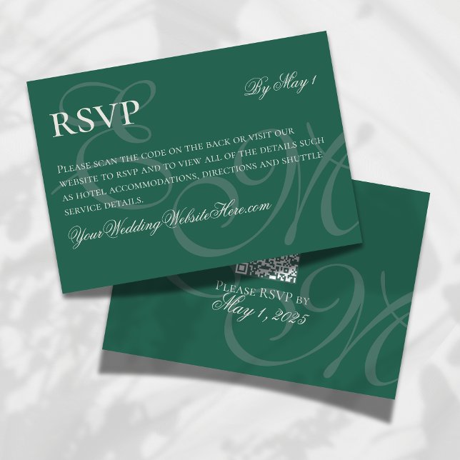Elegante Minimalistisch Sage Green Monogram Weddin RSVP Karte (Collect responses with timeless style using this Sage Green Monogram Wedding RSVP Card!)