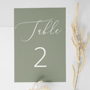 Elegante Minimalistisch Sage Green Rustic Wedding Tischnummer